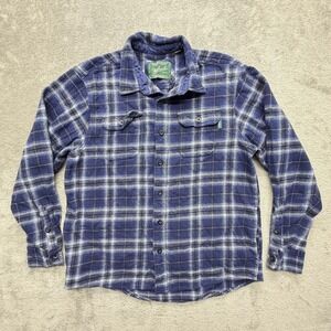 Woolrich Shirt Mens XL Blue Plaid Flannel Long Sleeve Button Up Wool Casual